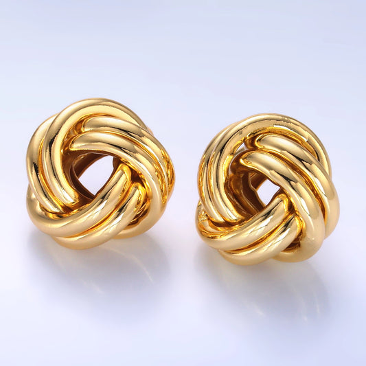 Minimalist 24K Gold Filled Geometric Knot Stud Earrings