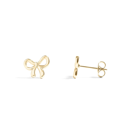 18K Gold Pvd Stainless Steel Bow Stud Earrings