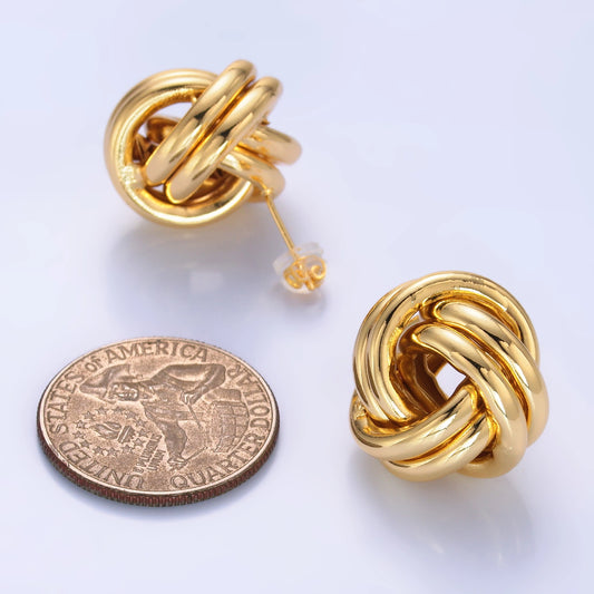 Minimalist 24K Gold Filled Geometric Knot Stud Earrings
