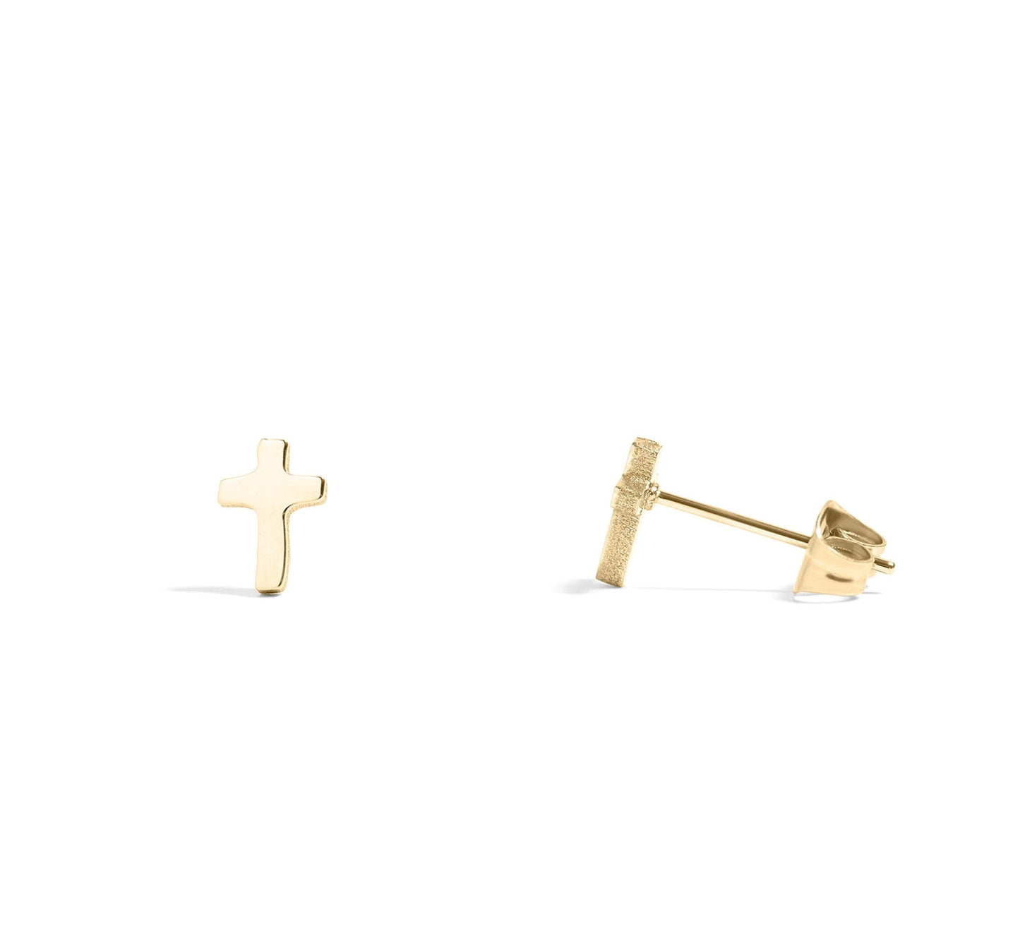 18K Gold Pvd Stainless Steel Cross Stud Earrings
