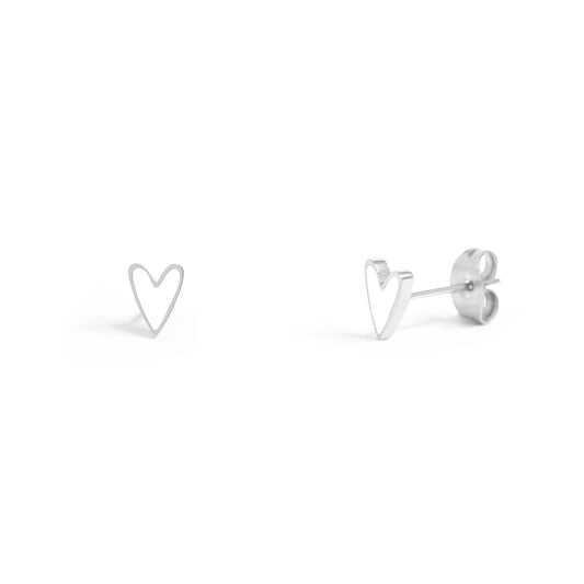 18K Gold Pvd Stainless Steel White Heart Stud Earrings